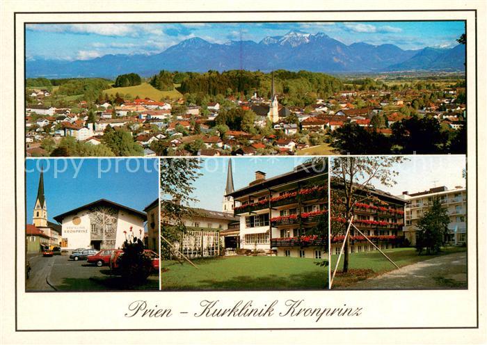 Prien Chiemsee Kurklinik Kronprinz Ortsansicht mit Blick zu den Alpen