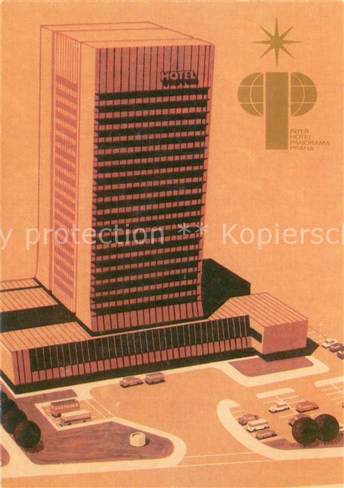Praha Prahy Prague Interhotel Panorama Illustration