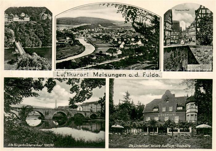 Melsungen Fulda Fuldabruecke Panorama Stadteingang Alte Buergerbruecke Gaststaet