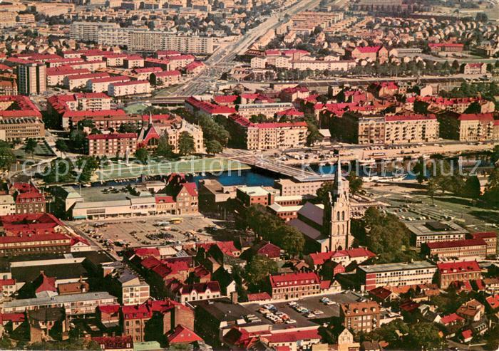 Halmstad Fliegeraufnahme Residens Garnisons Nikolatkyrkan Slottet Stad sedan