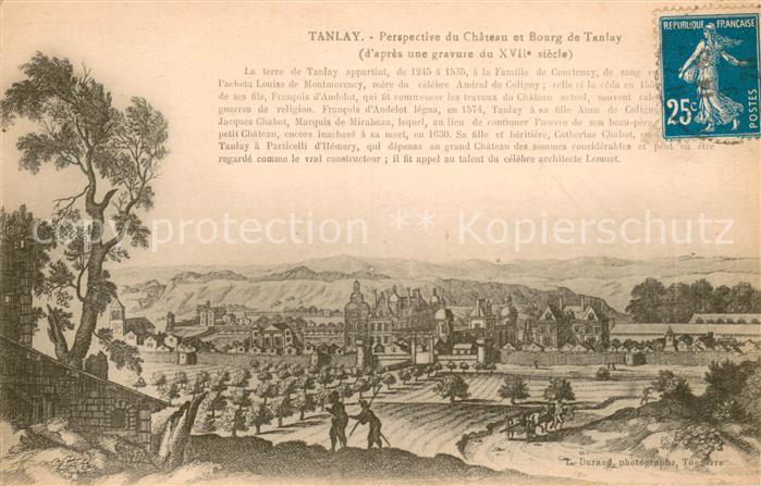 Tanlay Perspective du Chateau et Bourg de Tanlay Gravure XVIIe siècle Kuenstlerk