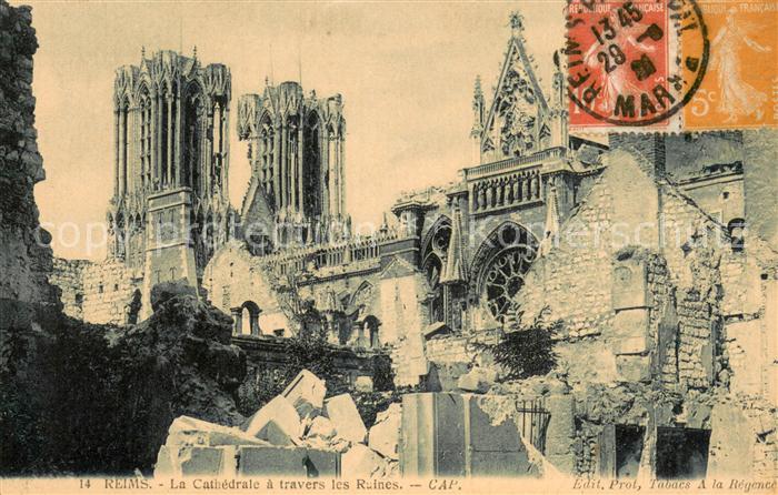 Reims 51 Cathedrale a travers les ruines