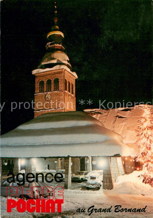 Grand-Bornand Le Agence Pierre Pochat Eglise en hiver le soir