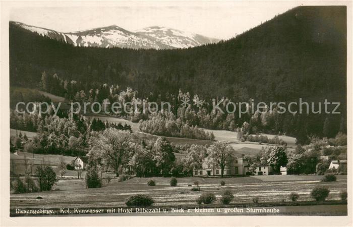 Kynwasser mit Hotel Ruebezahl Blick zur Sturmbaude Riesengebirge