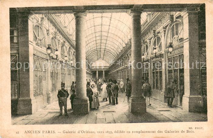 Ancien Paris Galerie d Orléans vers 1835 Peinture Kuenstlerkarte