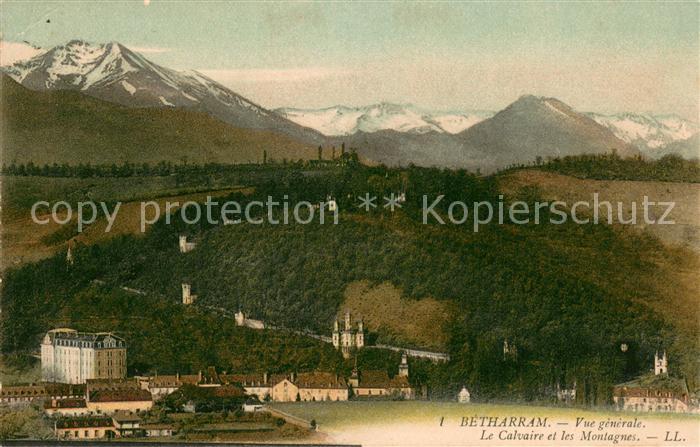 Betharram-Lestelle Vue Generale le Calvaire et les montagnes