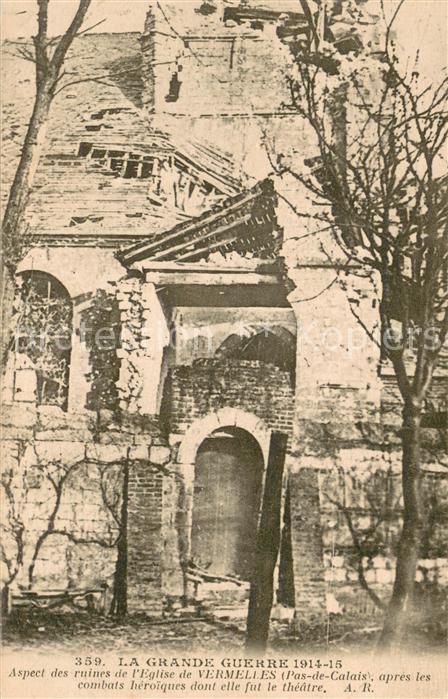 Vermelles Ruines de l'Eglise Grande Guerre 1914-15 Truemmer 1. Weltkrieg