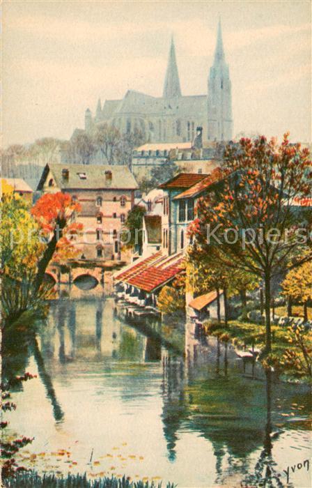 Chartres 28 Les bords de l'Eure Peinture Kuenstlerkarte