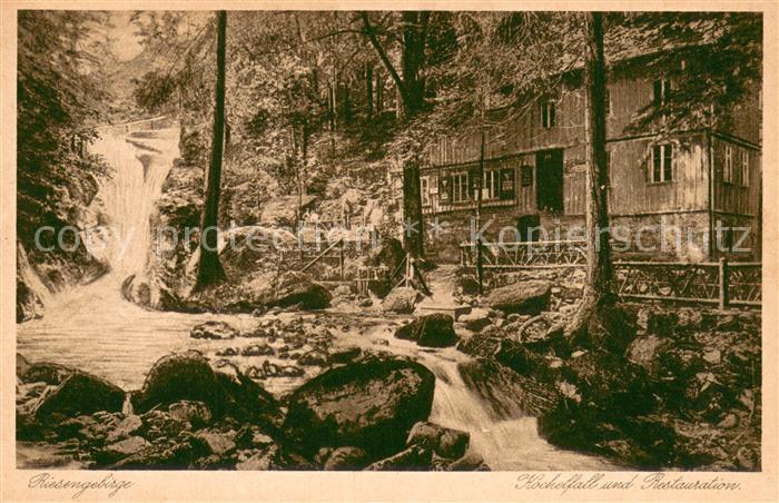 Schreiberhau Niederschlesien Kochelfall und Restauration Wasserfall Riesengebirg