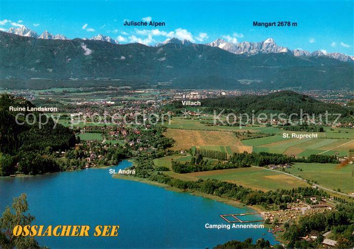 Ossiach Feriengebiet Ossiachersee Alpenpanorama Fliegeraufnahme