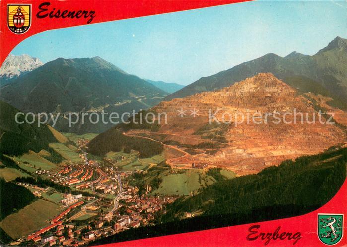 Eisenerz Steiermark Bergstadt zu Fuessen des Erzberges Fliegeraufnahme