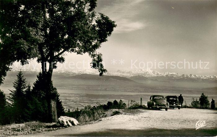 La Faucille Route Blanche Paris-Geneve Panorama sur le Mont Blanc et Lac Leman