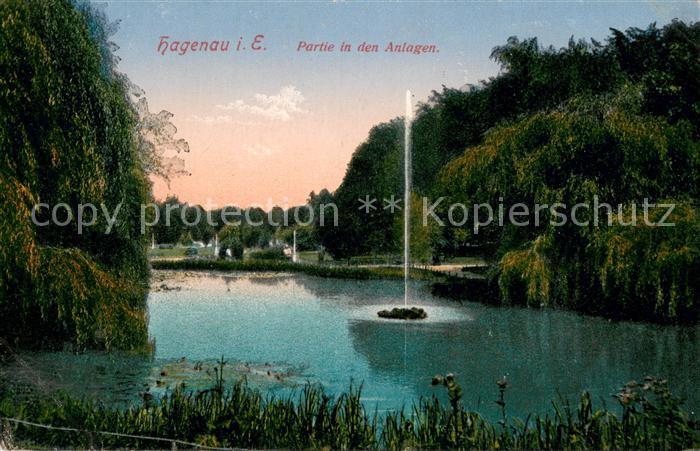 Hagenau Elsass Partie in den Anlagen Feldpostkarte