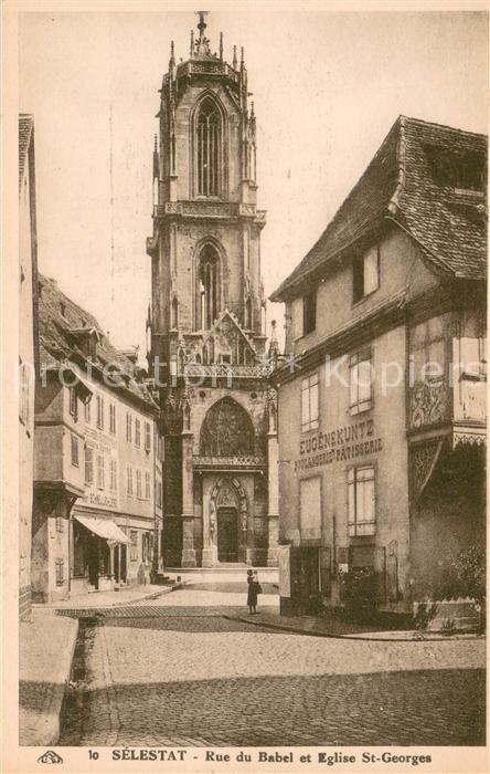 Selestat Bas Rhin Elsass Rue du Babel et Eglise St Georges