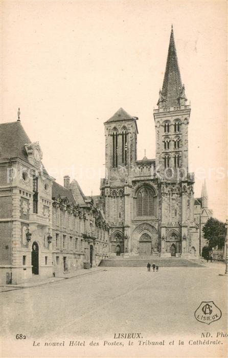 Lisieux Le nouvel Hotel des Postes le Tribunal et la Cathedrale