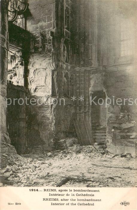 Reims 51 apres le bombardement Interieur de la Cathedrale