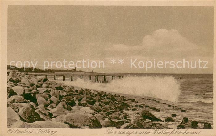 Kolberg Ostseebad Kolobrzeg Brandung an der Waldenfelsschanze