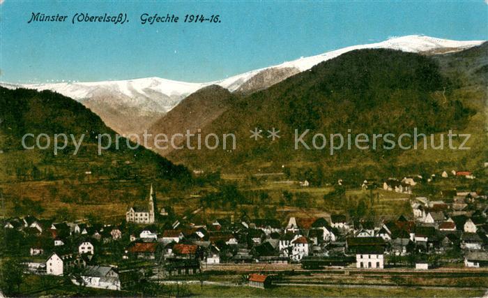 Muenster Elsass Gesamtansicht mit blick auf die Vogesen Gefechte 1914-16 Kriegss