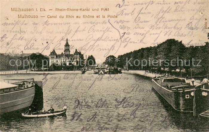 Mulhouse Muehlhausen Canal du Rhin au Rhône et la Poste