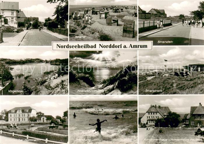 Norddorf Amrum Strand Strandhalle Abendstimmung Duenen Vogelkoje Ambronenhaus Ki