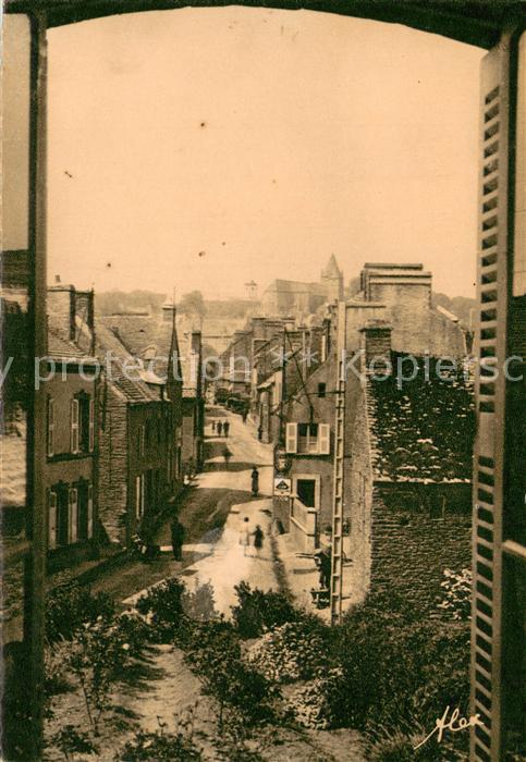 Querqueville Route de la Hague dans le lointain Eglise et chapelle Saint Germain