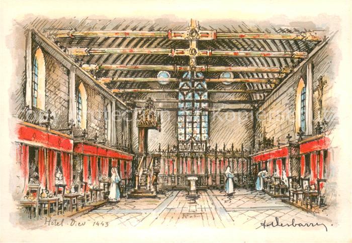 Beaune 21 Grande Salle de l Hôtel Dieu Peinture Kuenstlerkarte