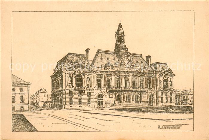 Tours Indre-et-Loire Hôtel de Ville Dessin a la plume de Geo
