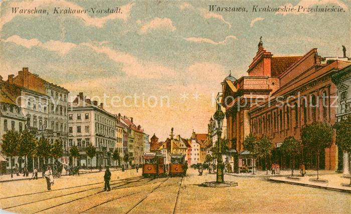 Warszawa Krakowskie Przedmiescie Krakauer Vorstadt Lithographie