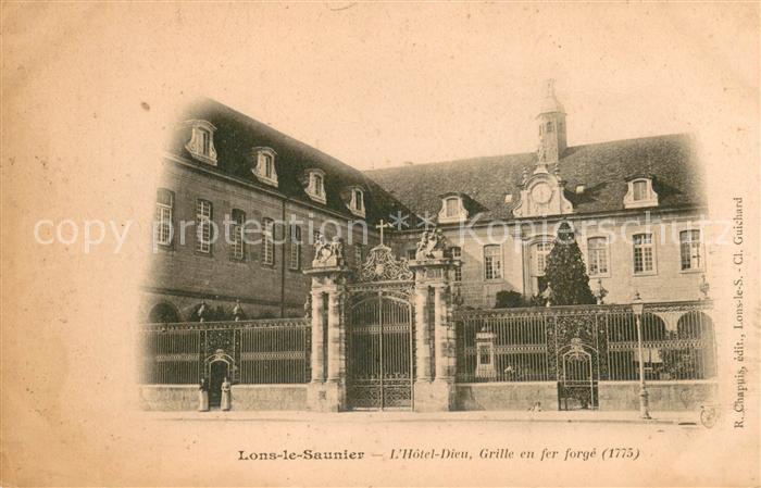 Lons-le-Saunier Jura Hôtel Dieu Grille en fer forgé