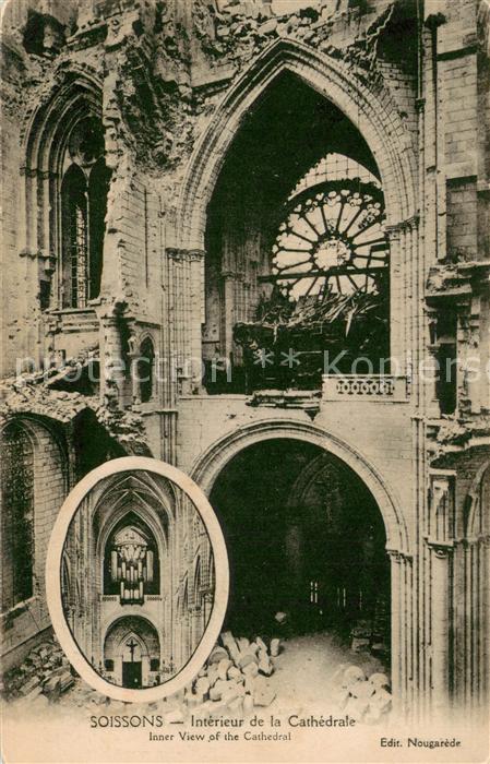 Soissons Aisne Intérieur de la Cathedrale Ruines Grande Guerre Truemmer 1. Weltk