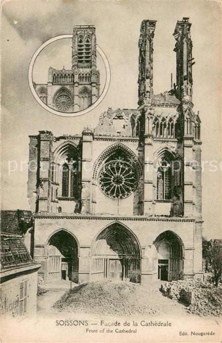 Soissons Aisne Facade de la Cathedrale Ruines Grande G