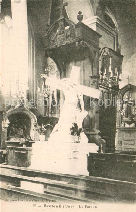 Breteuil Oise Intérieur de l'Eglise Statue le Pardon