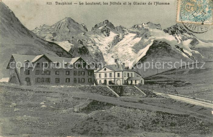 Col du Lautaret Les hôtels et le Glacier de l Homme Alpes