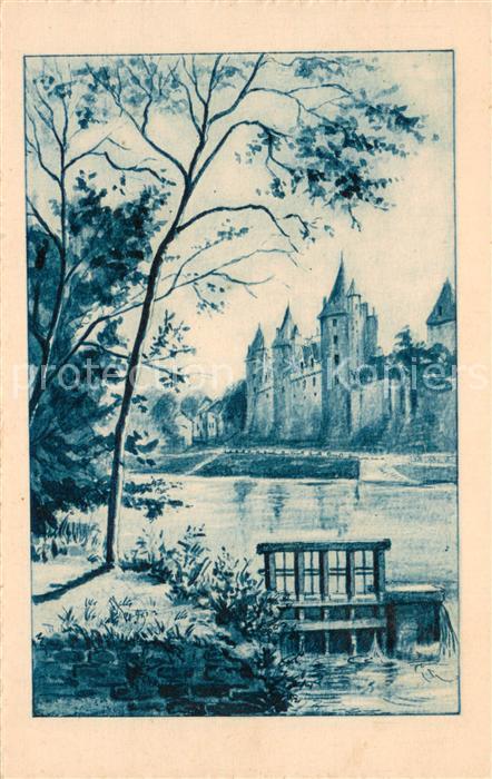 Josselin Chateau Schloss Peinture Kuenstlerkarte