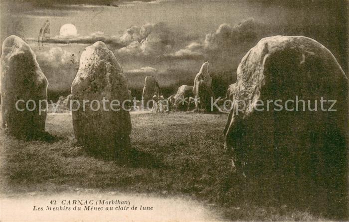 Carnac Morbihan Les menhirs du Ménec au clair de lune