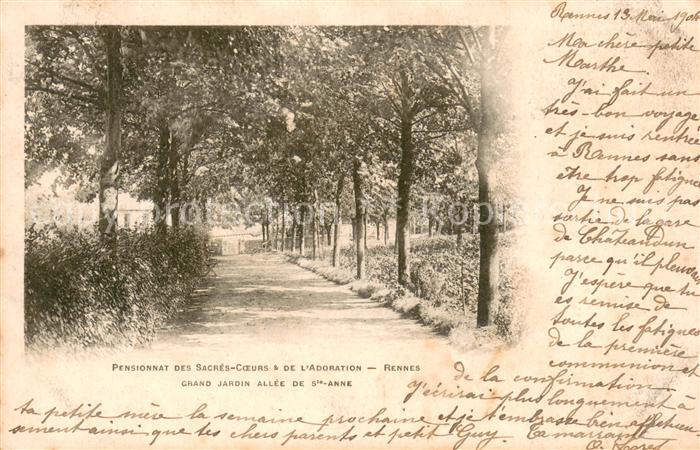Rennes 35 Grand jardin Allée de Sainte Anne Pensionnat des Sacrés Coeurs et de l