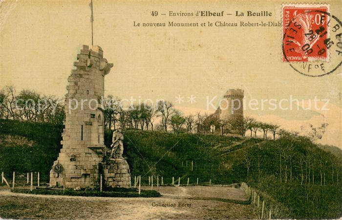 La Bouille 76 Le nouveau Monument et le Chateau Robert le Diable