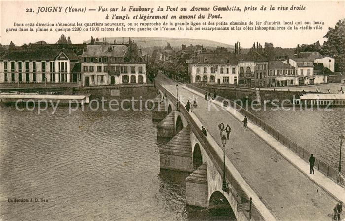 Joigny Yonne Vue sur le Faubourg du Pont ou Avenue Gambetts prise de la rive dro