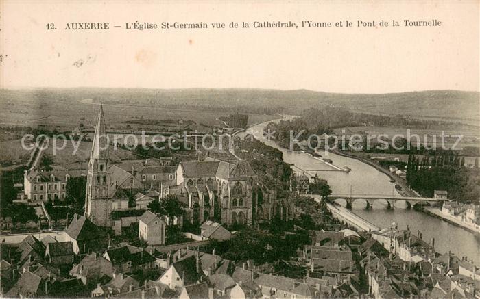 Auxerre Eglise St Germain vue de la Cathedrale l’Yonne et le Pont de la Tournell