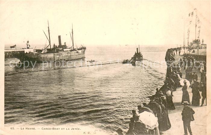 Le Havre Cargo Boat et la Jetee