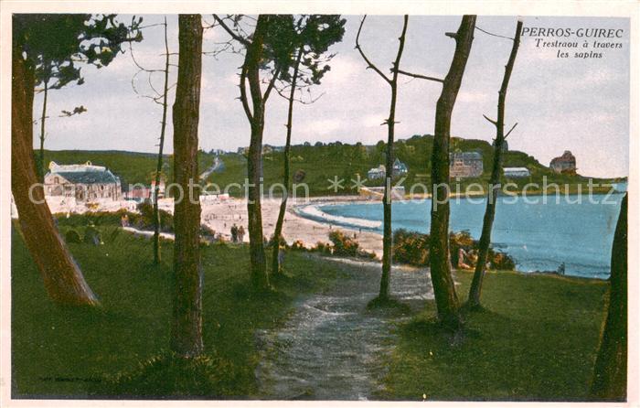 Perros-Guirec Trestraou a travers les sapins