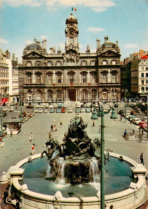 Lyon France Place des Terreaux Hotel de Ville Fontaine Bartholdi
