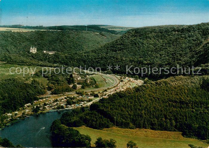 Obernhof Lahn Fliegeraufnahme Schloss Langenau mit Campingplatz Kloster Arnstein