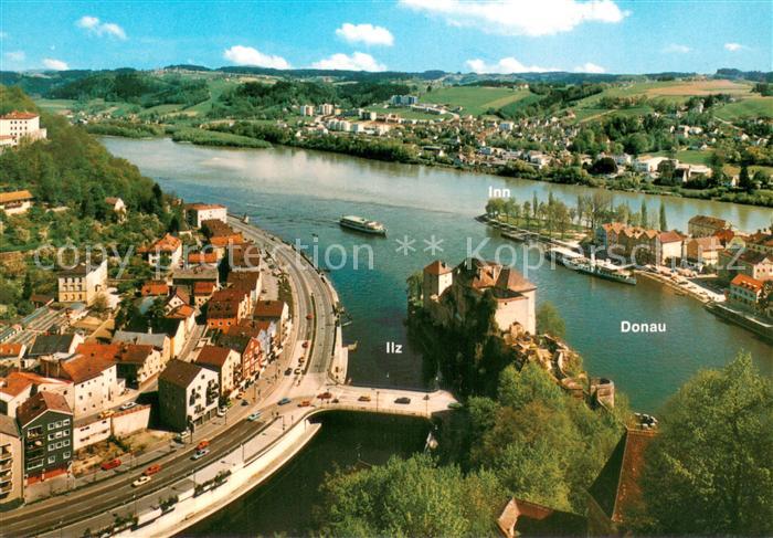 PAssAU Bayern Fliegeraufnahme Donau Ilz Inn