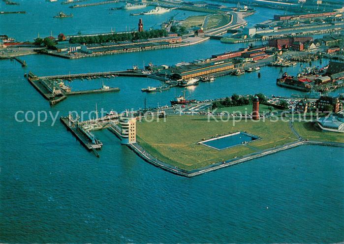 Cuxhaven Nordseebad Fliegeraufnahme Hafen