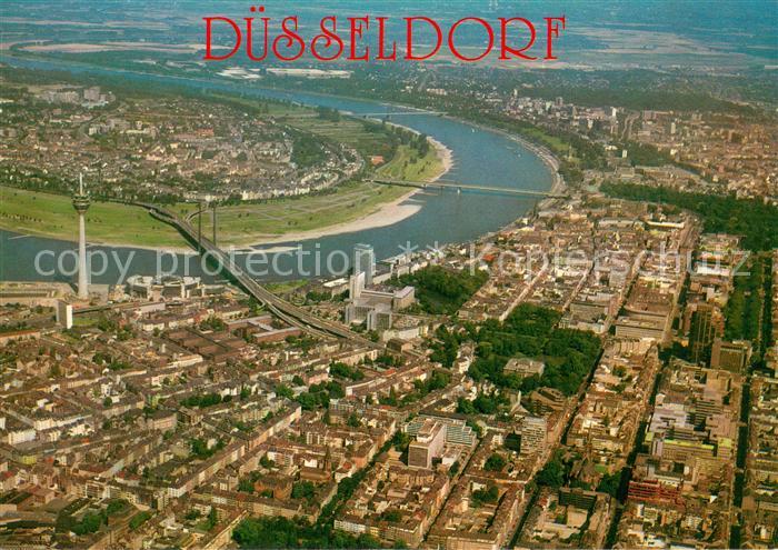 DuessELDORF  CITY Fliegeraufnahme mit Rheinturm Bruecken