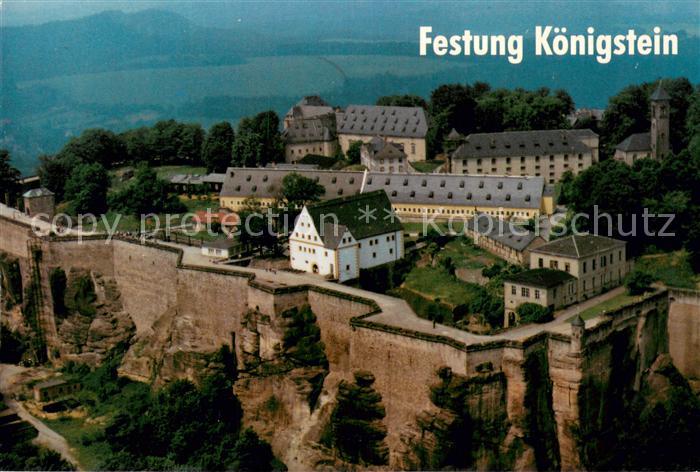 Festung Koenigstein Fliegeraufnahme im Elbsandsteingebirge