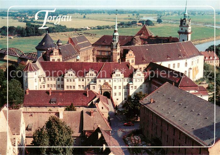 Torgau Blick von Stadtkirche St. Marien Elbaue Schloss-Hartenfels