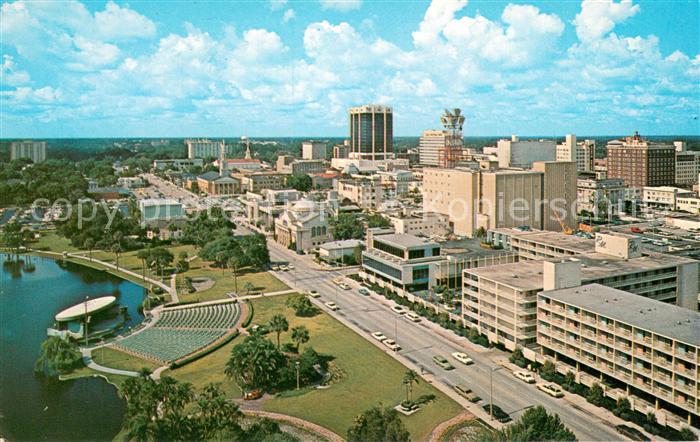 Orlando Florida Lake Eola Bandshell and downtown Air view