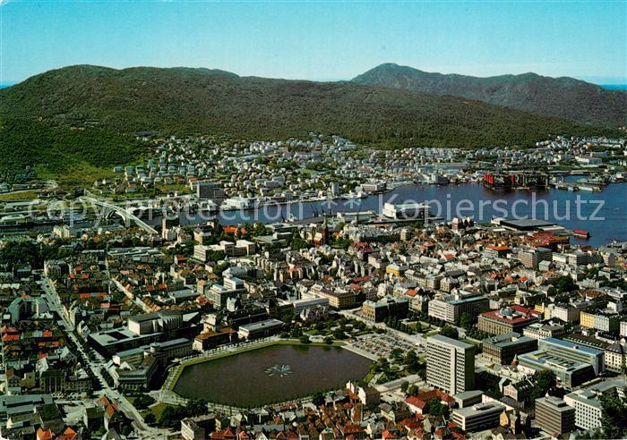 Norge Norwegen Utsikt over Bergen fra Floyen Fliegeraufnahme